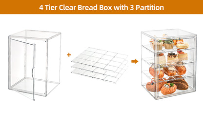 4-Tier Adjustable Pastry Display Case