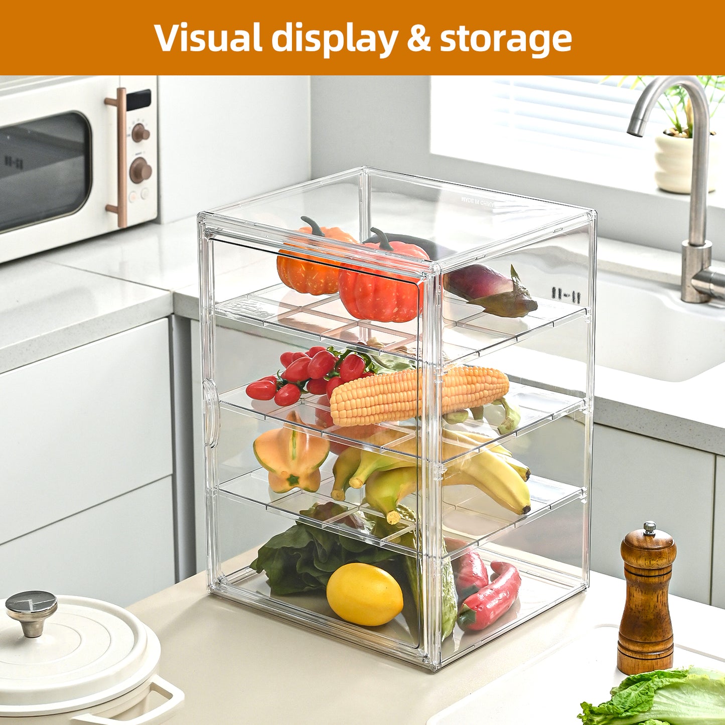 4-Tier Adjustable Pastry Display Case